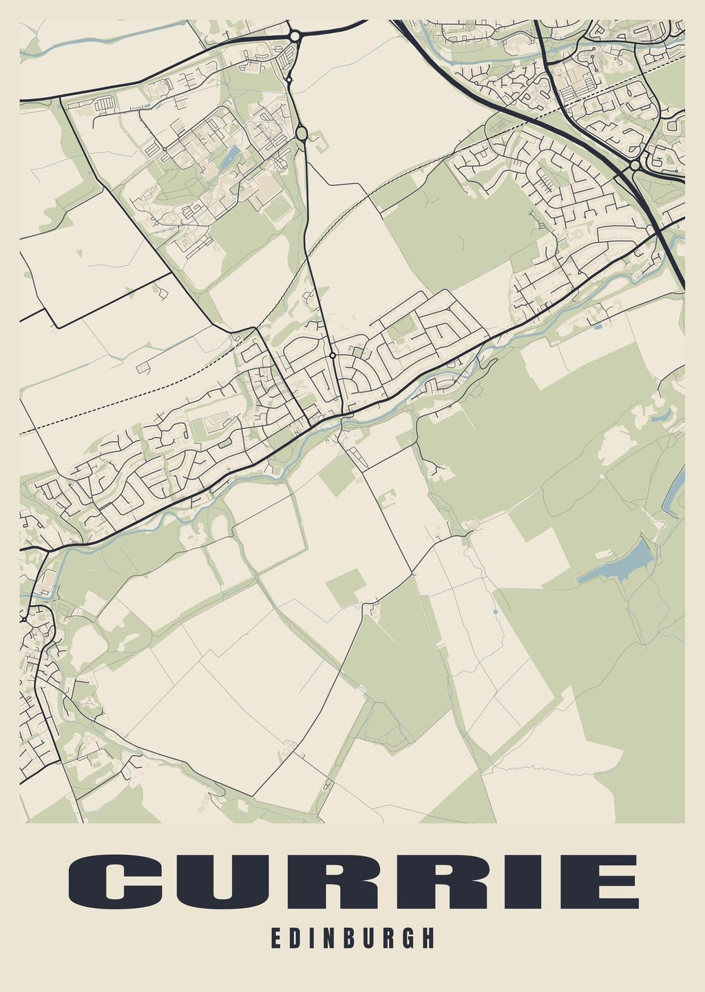 Street map poster of Currie, Edinburgh