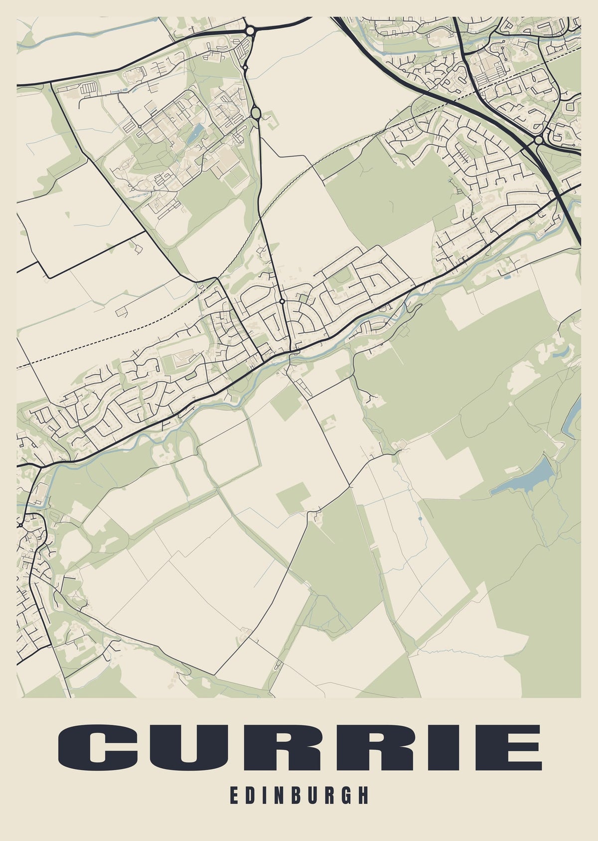 Street map poster of Currie, Edinburgh