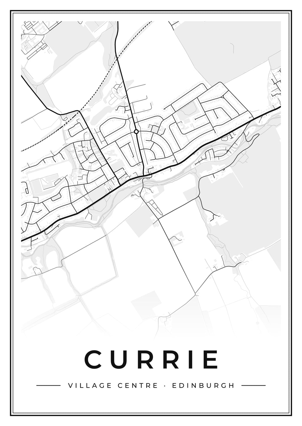 Street map poster of Currie village centre, Edinburgh