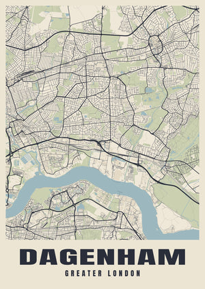 Dagenham Street Map Poster