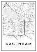 Street map poster of Dagenham town centre, Greater London