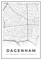 Street map poster of Dagenham town centre, Greater London