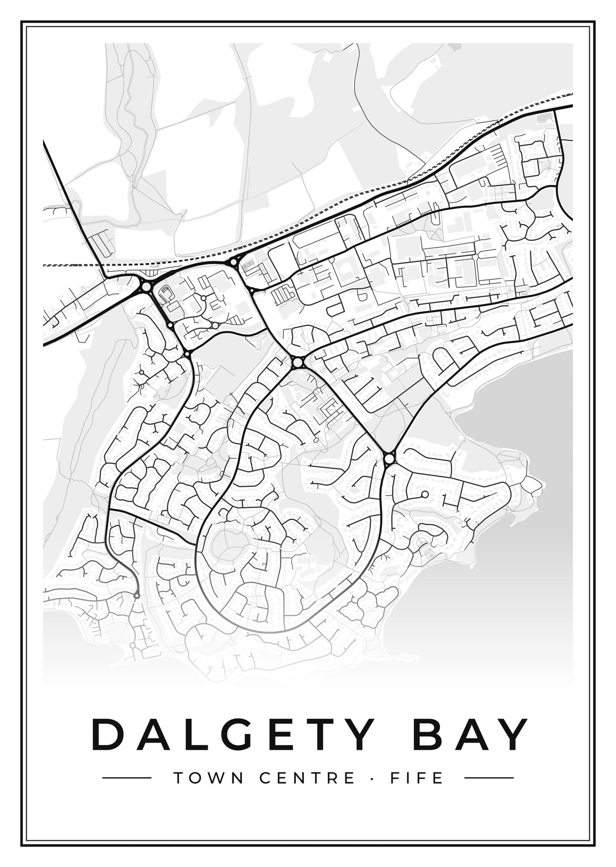 Street map poster of Dalgety Bay town centre, Fife