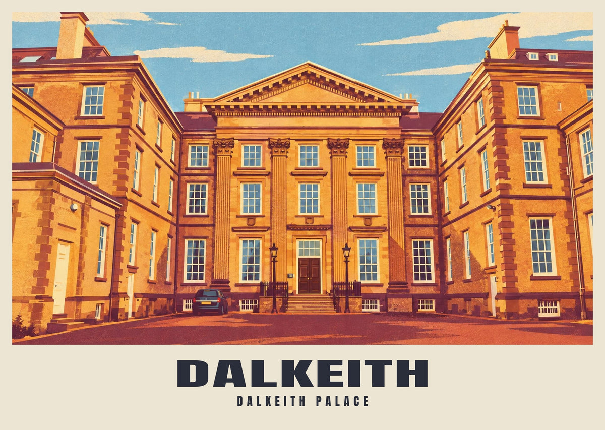 Dalkeith Palace poster, Retro Railway style