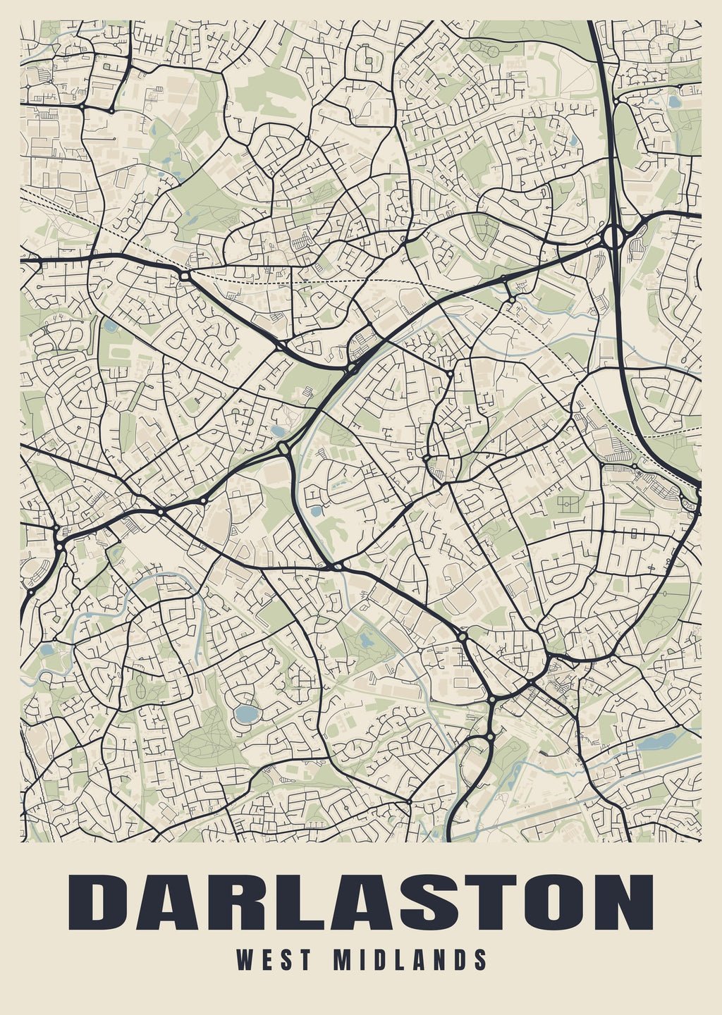 Street map poster of Darlaston, West Midlands