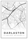 Street map poster of Darlaston town centre, West Midlands