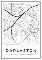 Street map poster of Darlaston town centre, West Midlands