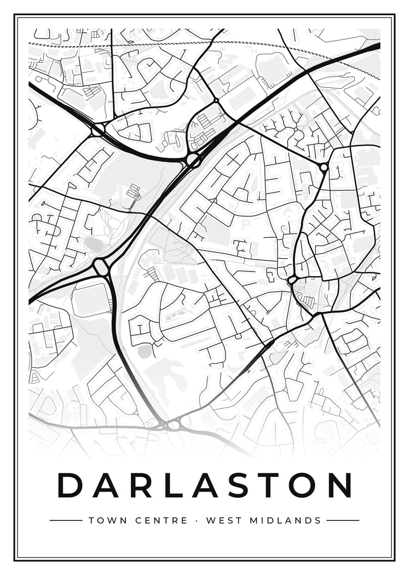 Darlaston Town Centre Street Map Poster