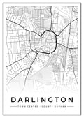 Street map poster of Darlington town centre, County Durham