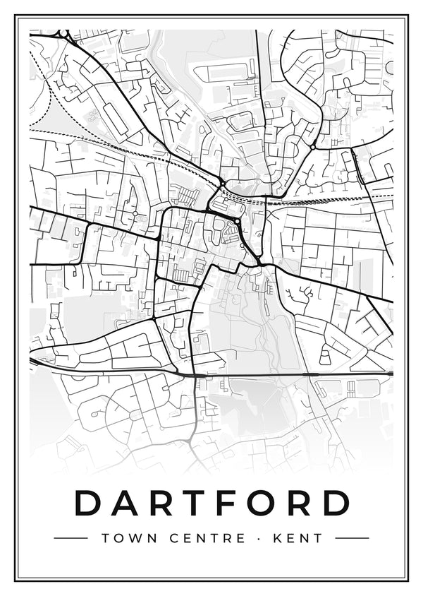 Dartford Town Centre Street Map Poster