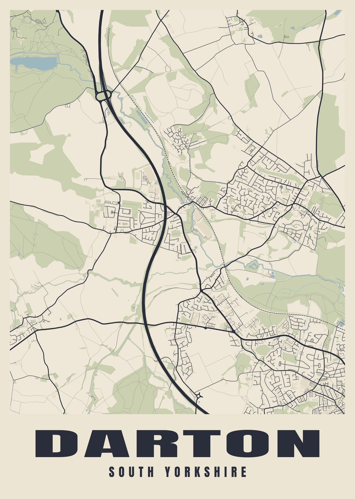 Street map poster of Darton, South Yorkshire