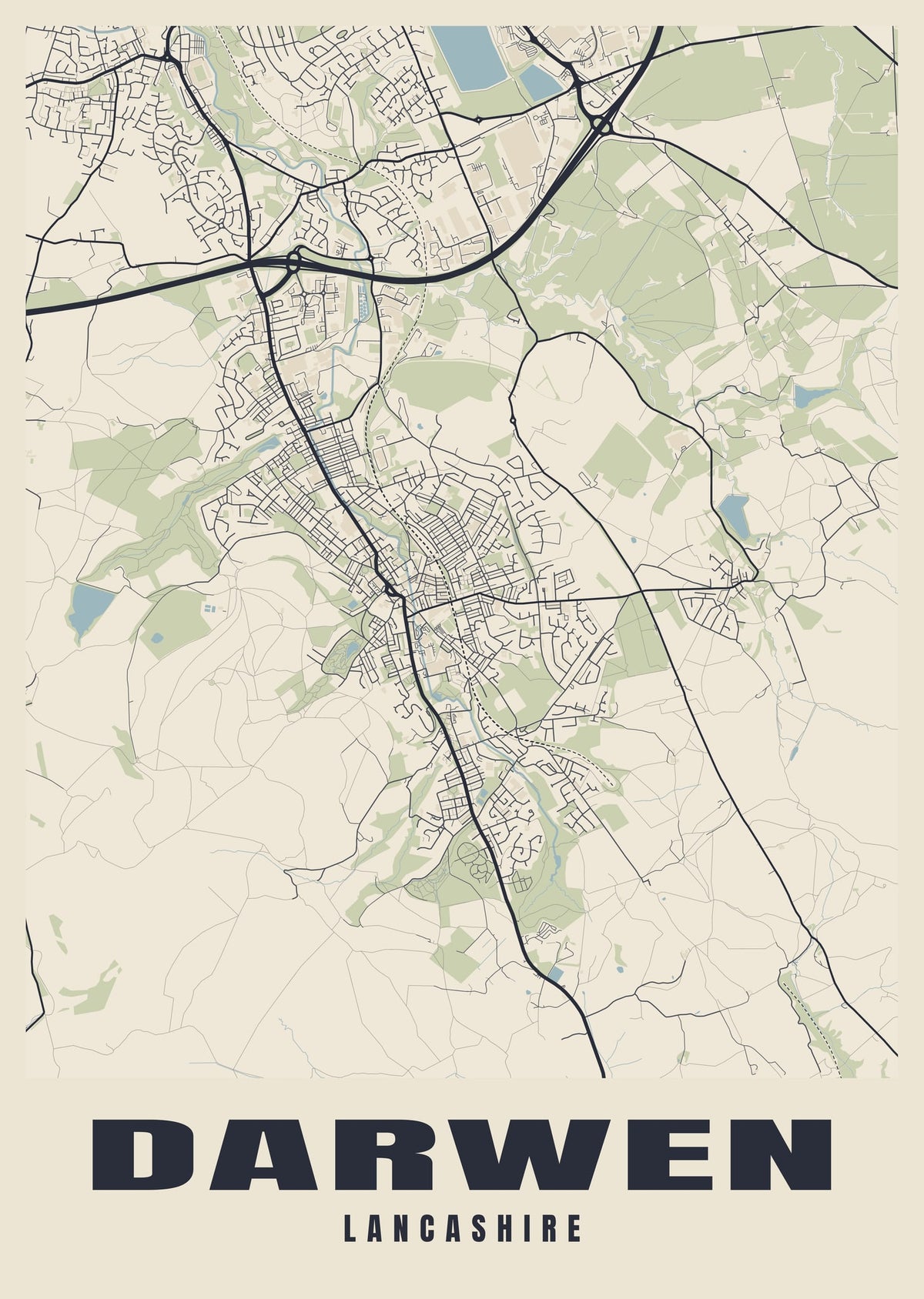 Street map poster of Darwen, Lancashire