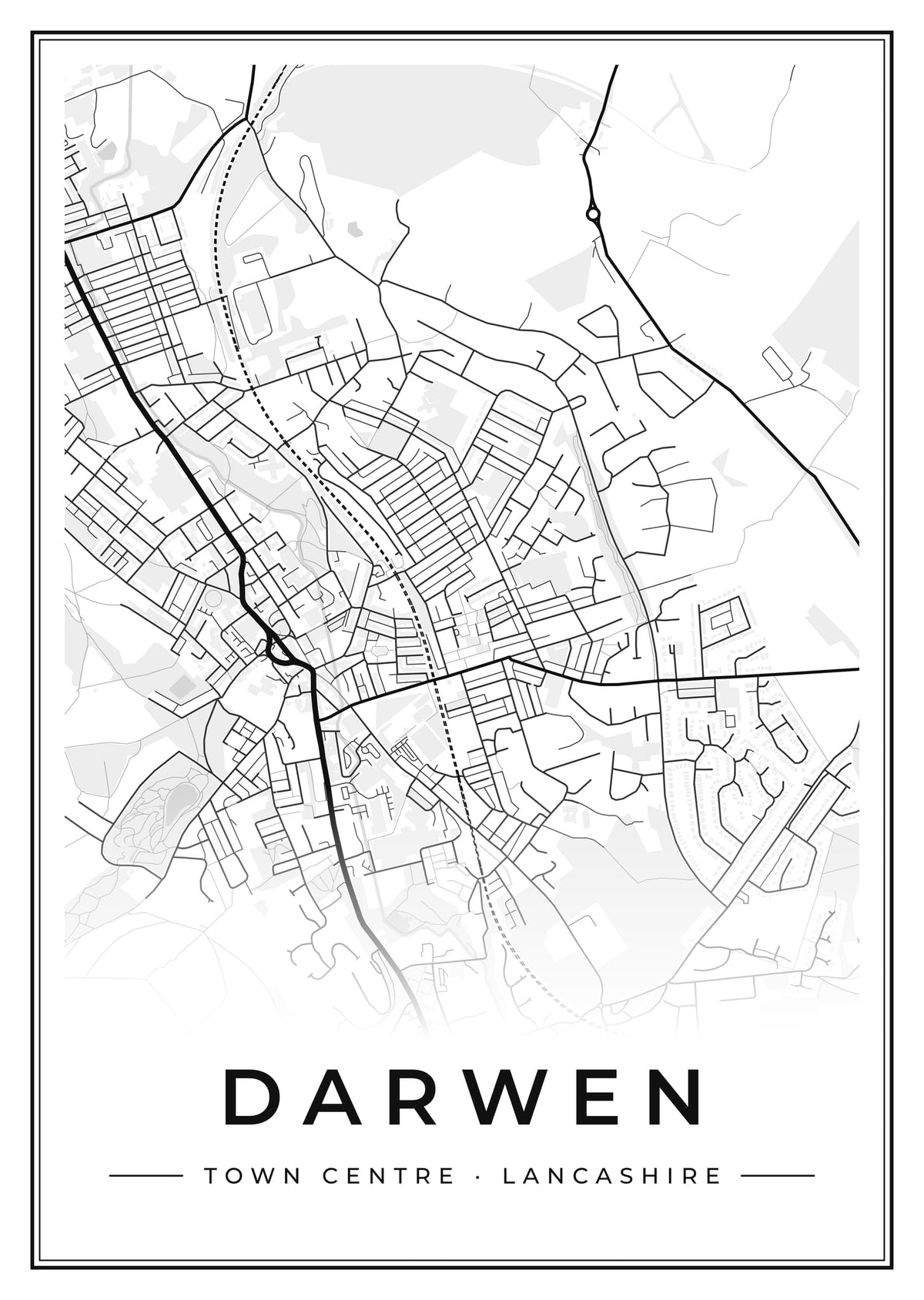 Street map poster of Darwen town centre, Lancashire