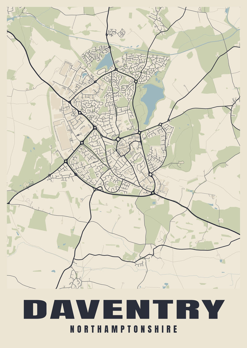 Daventry Street Map Poster