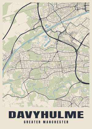 Davyhulme Street Map Poster