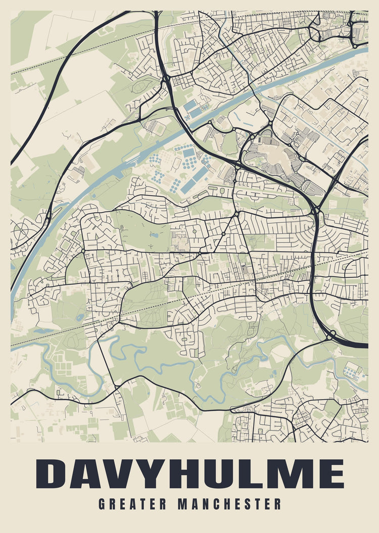 Davyhulme Street Map Poster