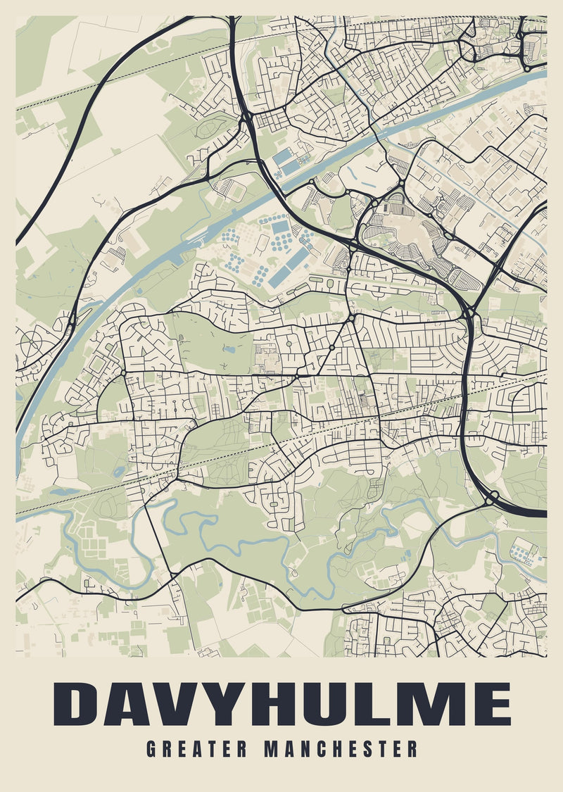 Davyhulme Street Map Poster