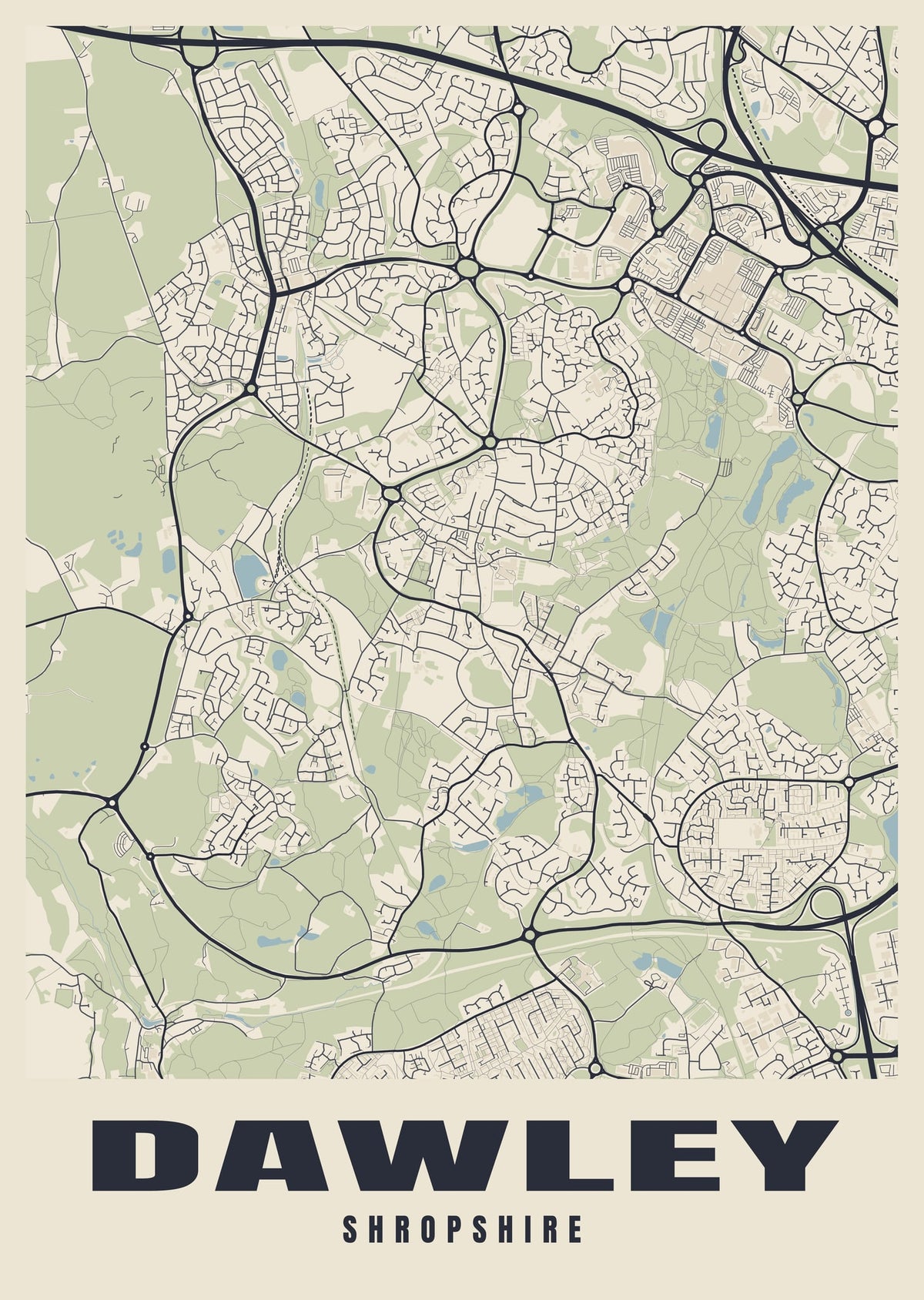 Street map poster of Dawley, Shropshire