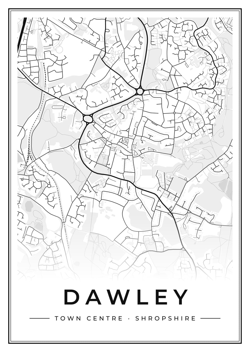 Street map poster of Dawley town centre, Shropshire