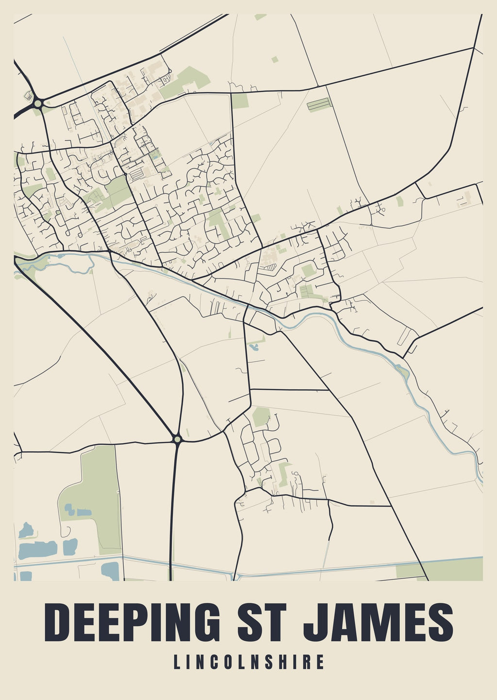 Street map poster of Deeping St James, Lincolnshire