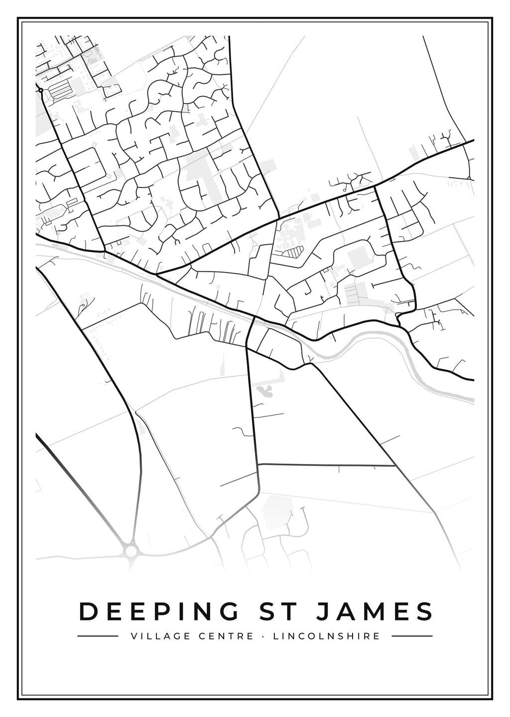 Street map poster of Deeping St James village centre, Lincolnshire