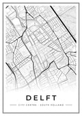 Street map poster of Delft city centre, South Holland