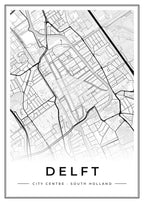 Street map poster of Delft city centre, South Holland