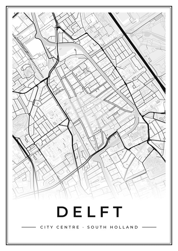 Delft City Centre Street Map Poster
