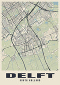 Street map poster of Delft, South Holland