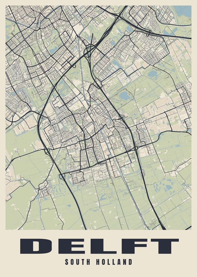 Delft Street Map Poster