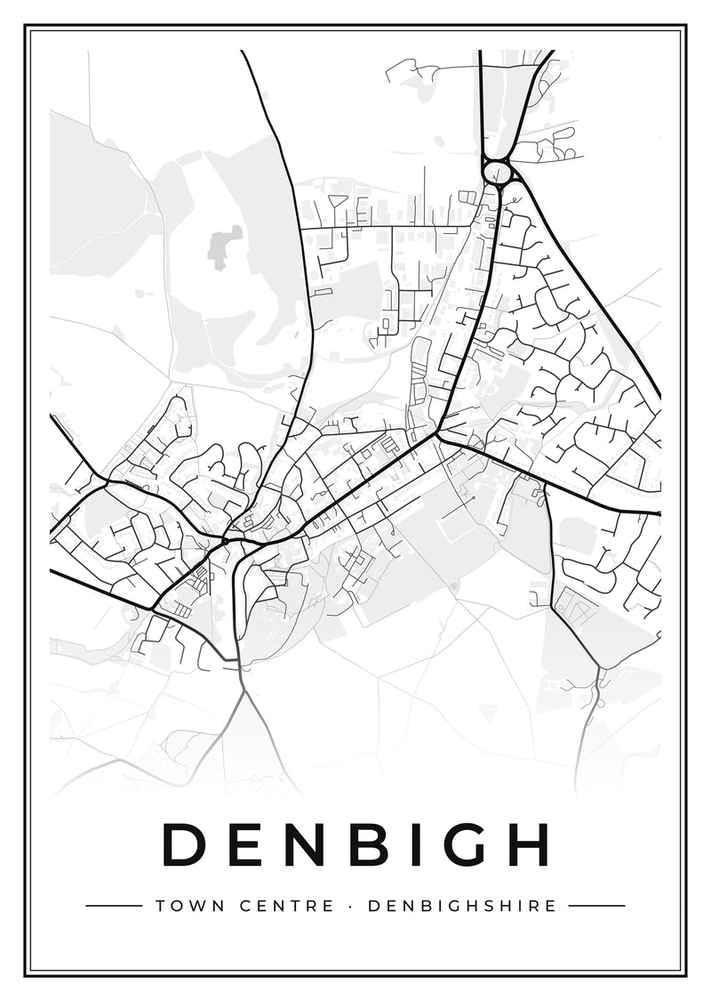 Denbigh Town Centre Street Map Poster