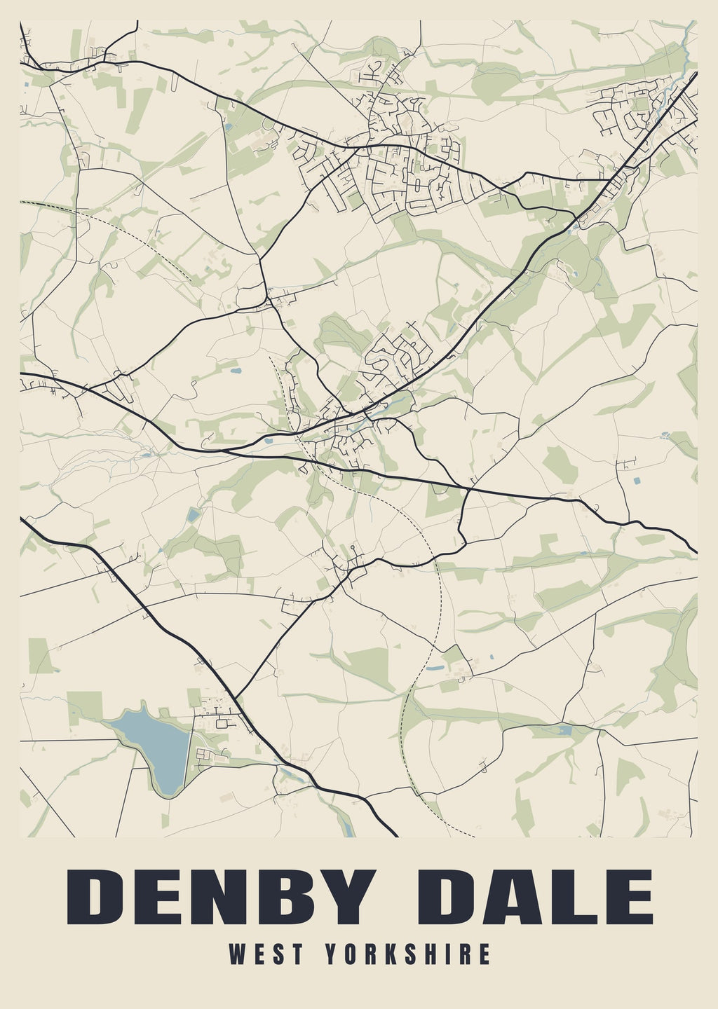 Street map poster of Denby Dale, West Yorkshire