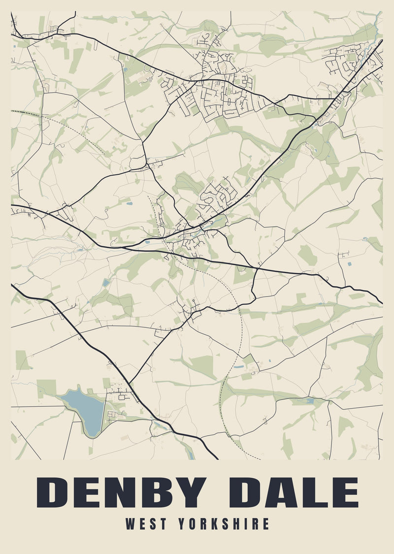Denby Dale Street Map Poster