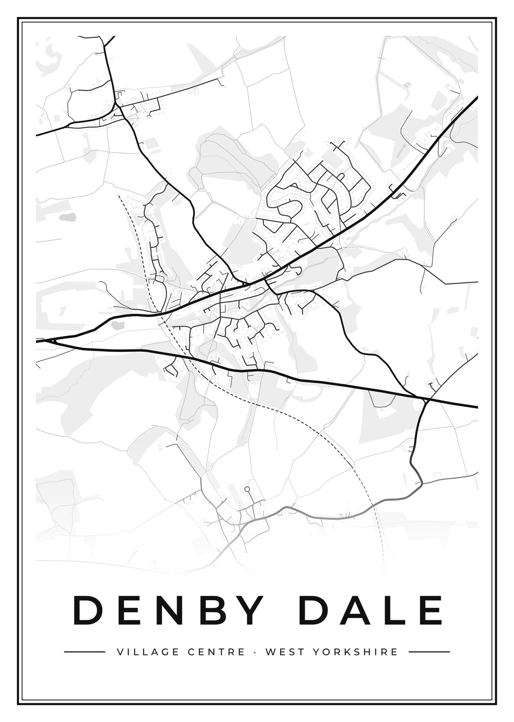 Street map poster of Denby Dale village centre, West Yorkshire