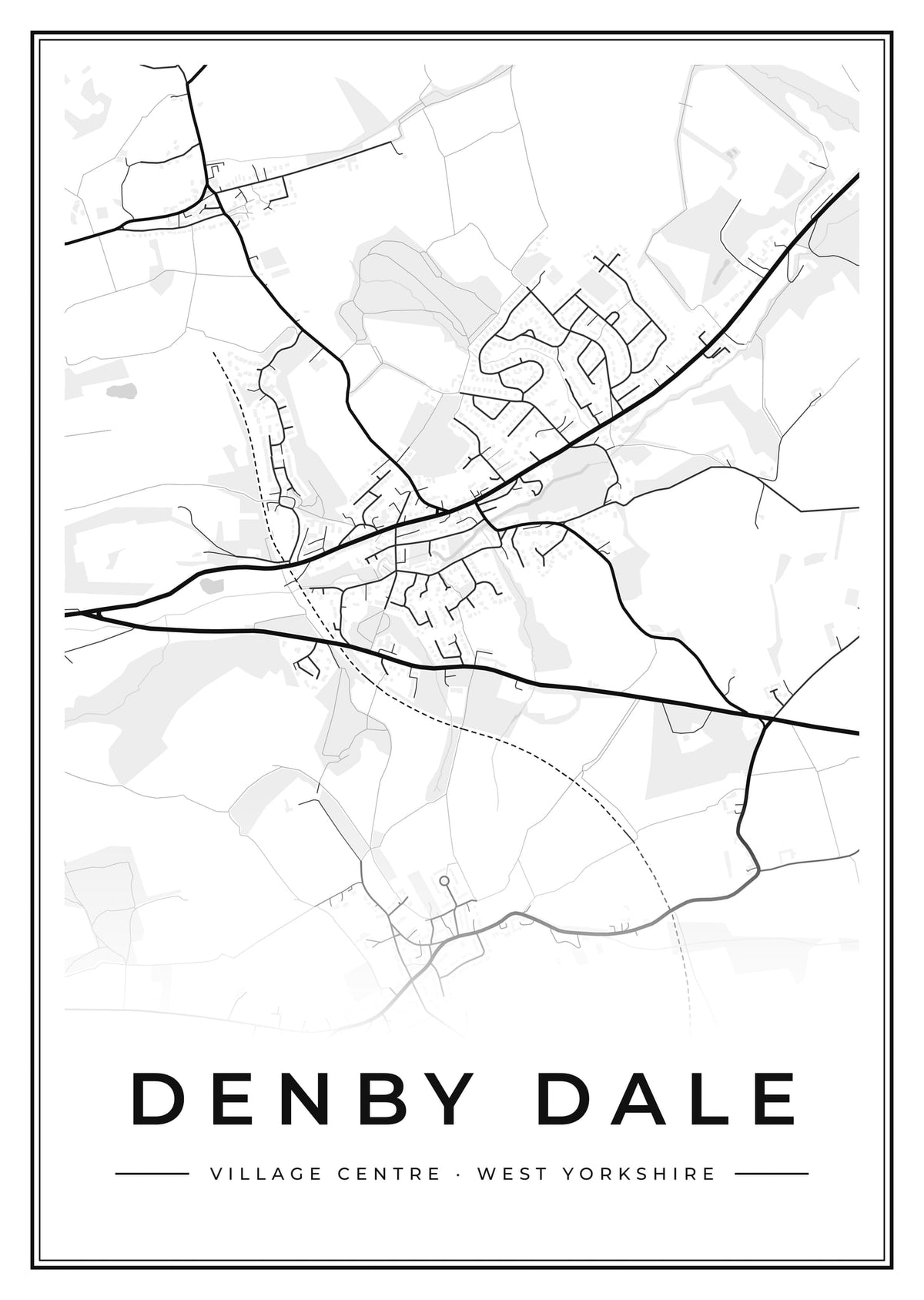 Street map poster of Denby Dale village centre, West Yorkshire