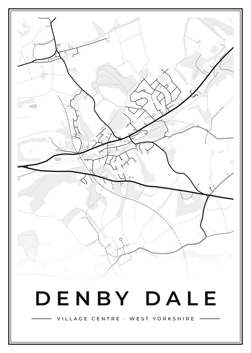 Denby Dale Village Centre Street Map Poster