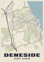 Street map poster of Deneside, County Durham