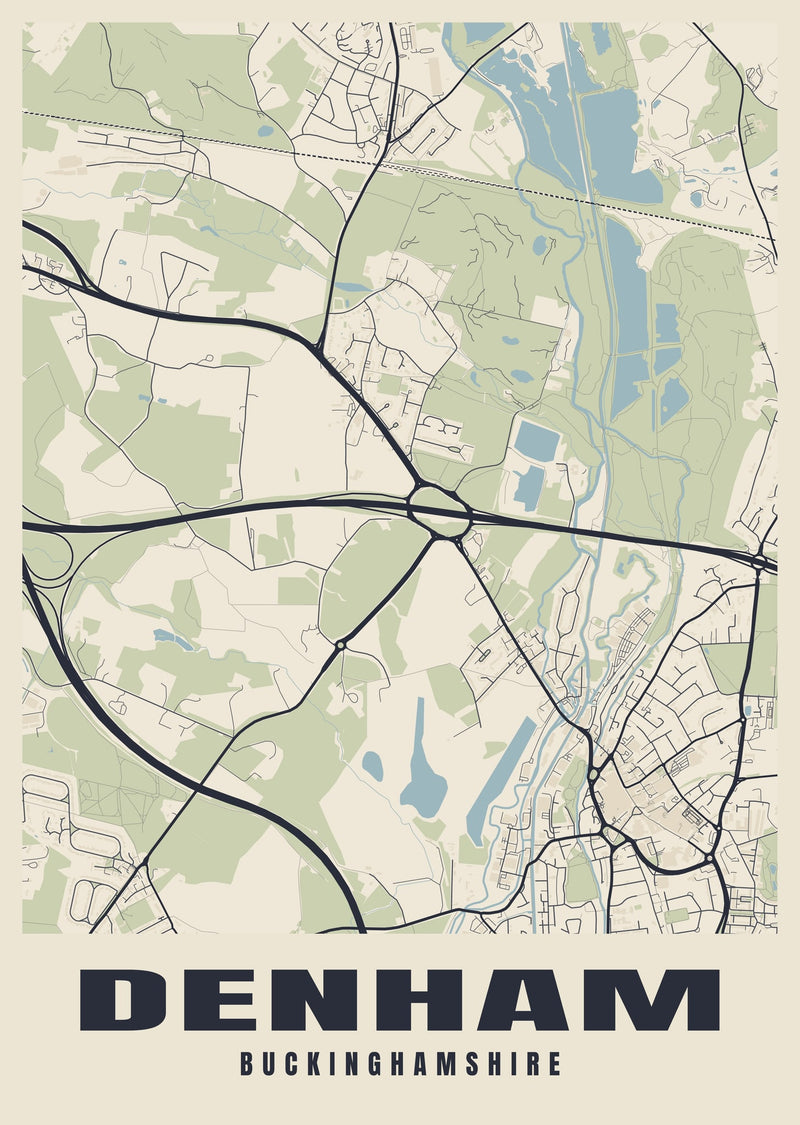 Denham Street Map Poster