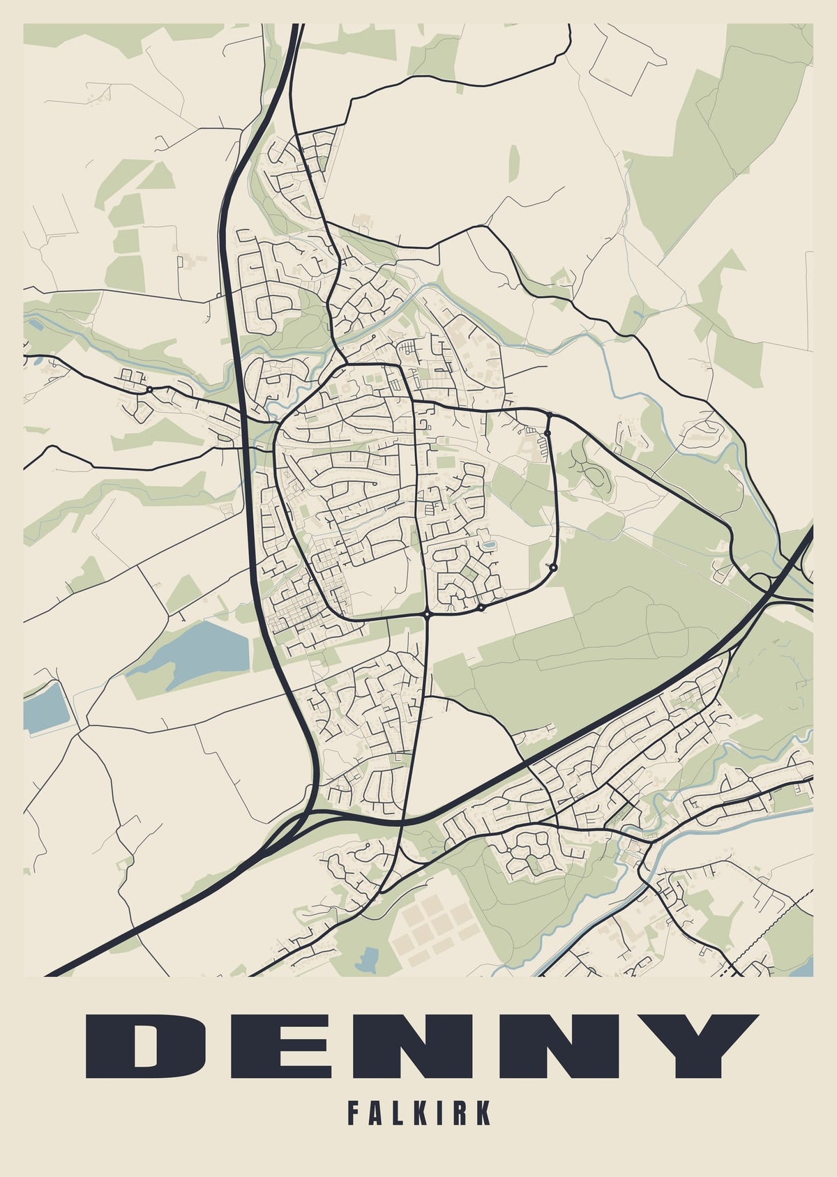 Street map poster of Denny, Falkirk