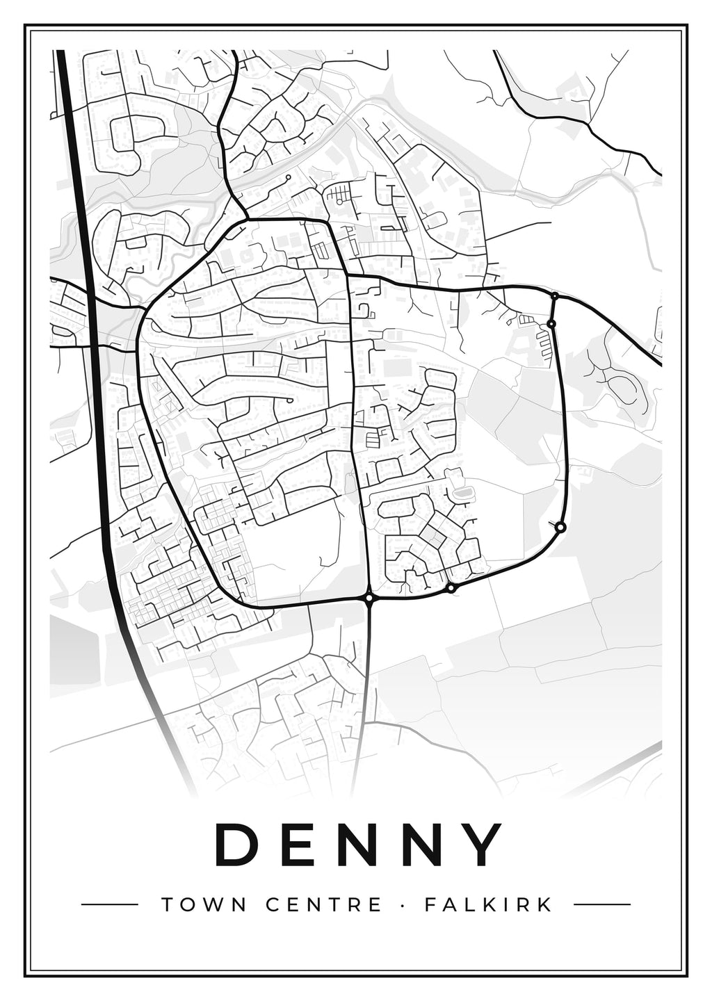 Street map poster of Denny town centre, Falkirk