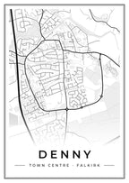 Street map poster of Denny town centre, Falkirk
