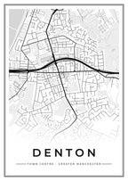 Street map poster of Denton town centre, Greater Manchester