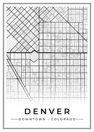 Denver Downtown Street Map Poster