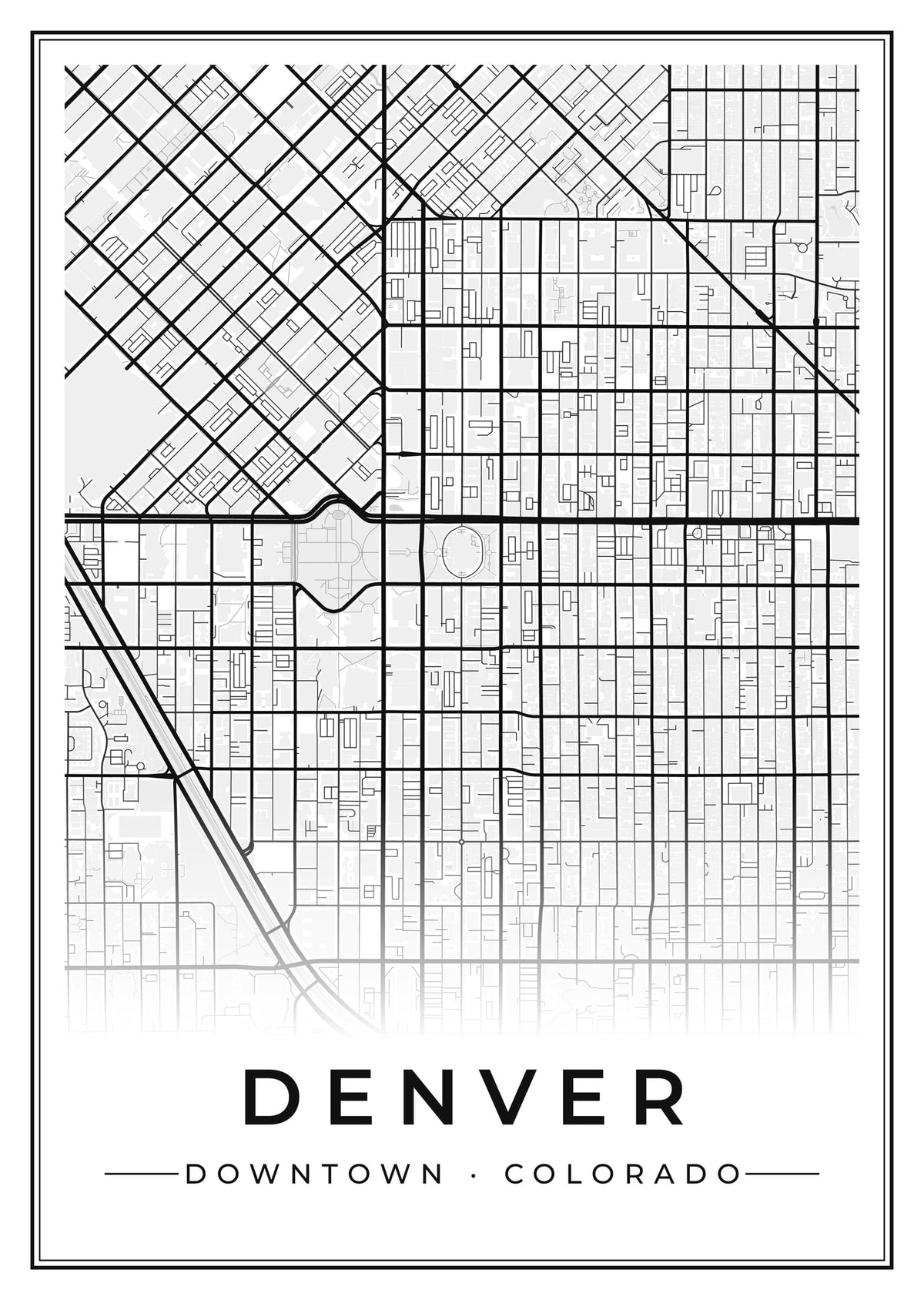 Street map poster of downtown Denver, Colorado
