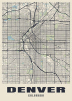 Street map poster of Denver, Colorado
