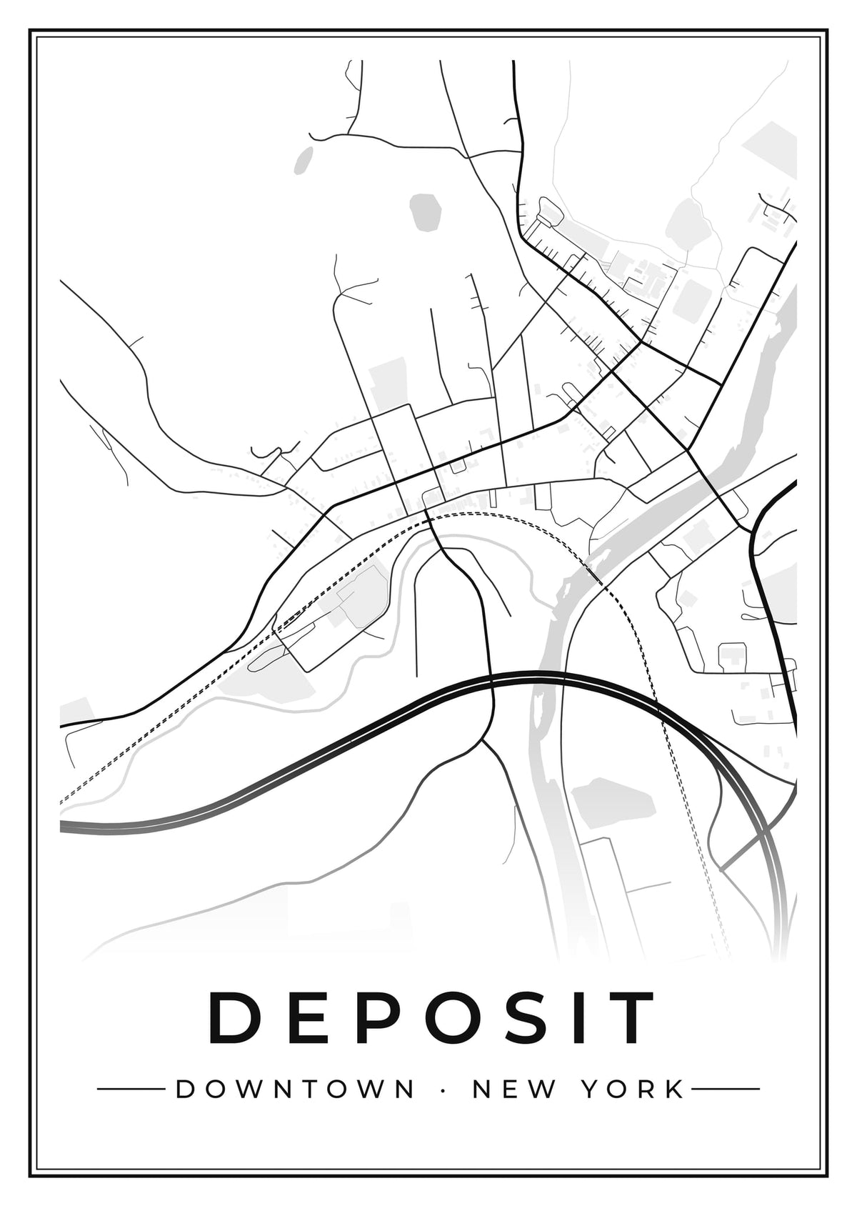 Street map poster of downtown Deposit, New York