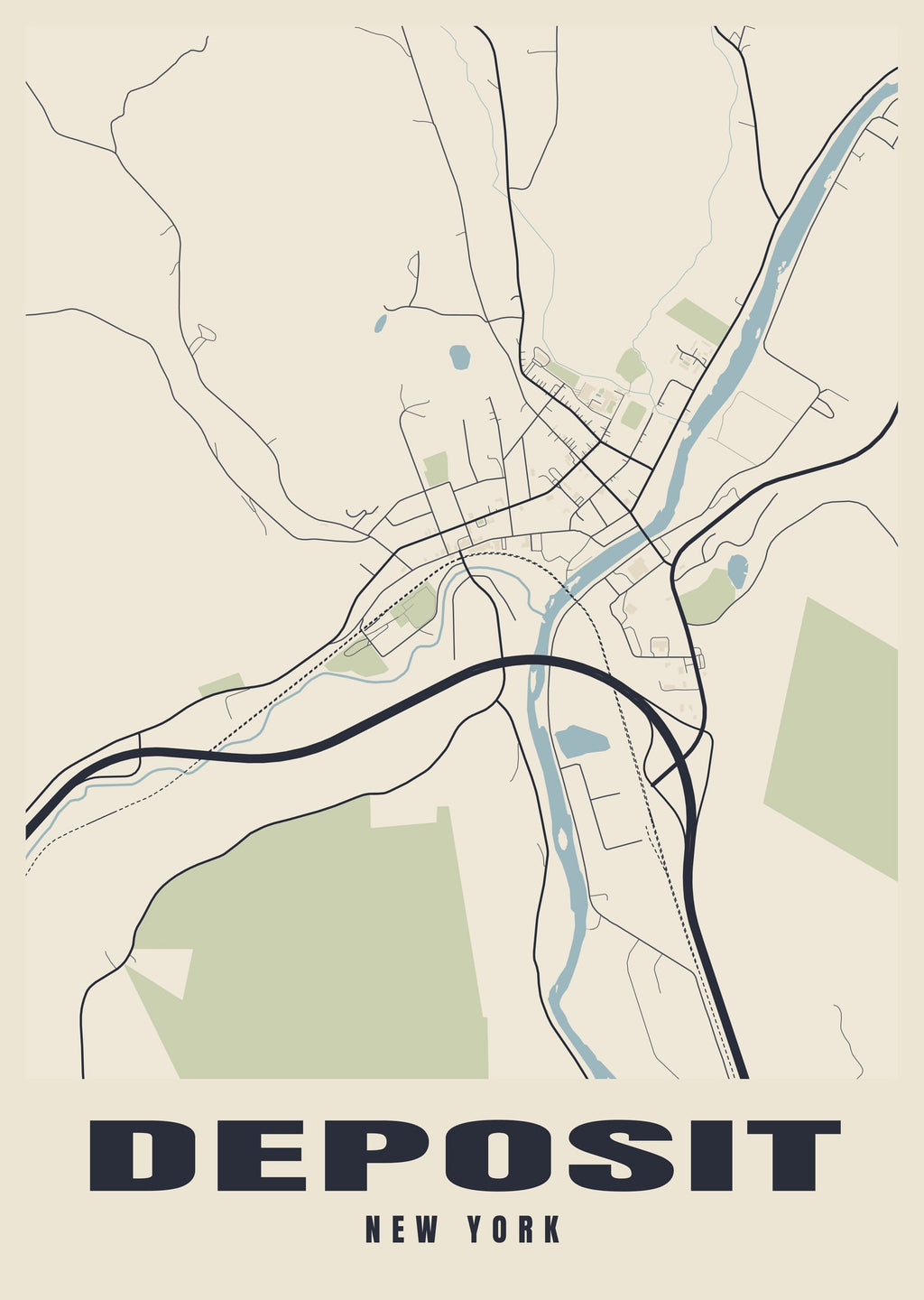 Street map poster of Deposit, New York