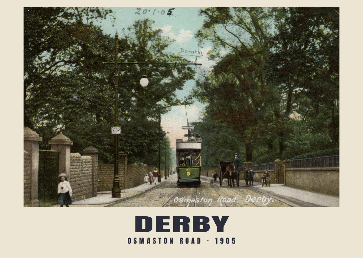 Osmaston Road, Derby — Historic photographic postcard print, 1905
