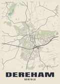 Street map poster of Dereham, Norfolk