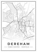 Street map poster of Dereham town centre, Norfolk